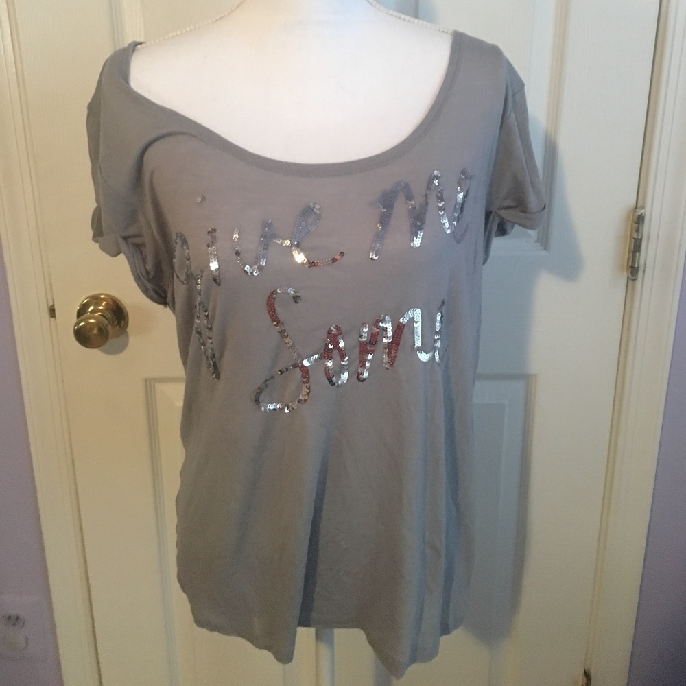 Victoria's secret PINK gray t-shirt glitter bling